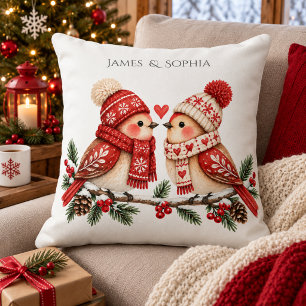 Scandinavisch Kerstvogelkoppel Cozy Romance Kussen