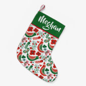 Scandinavisch kerstvogelpatroon - gepersonaliseerd kleine kerstsok (Voorkant (Hangend))