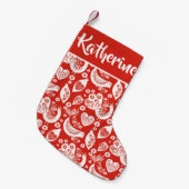 Scandinavisch kerstvogelpatroon - gepersonaliseerd kleine kerstsok (Voorkant (Hangend))