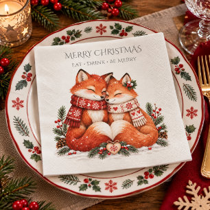 Scandinavisch Kerstvos Koppel Feestje Servet