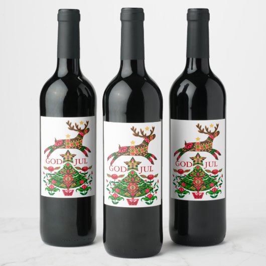 Scandinavisch kerstwijnetiket wijn etiket (Flessen)