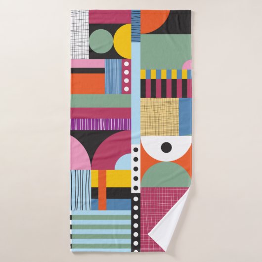 Scandinavisch kleurig patroon badhanddoek (Badhanddoek)
