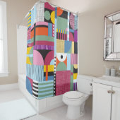 Scandinavisch kleurig patroon douchegordijn (In situ)