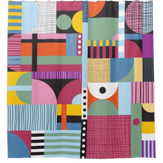 Scandinavisch kleurig patroon douchegordijn (Voorkant)