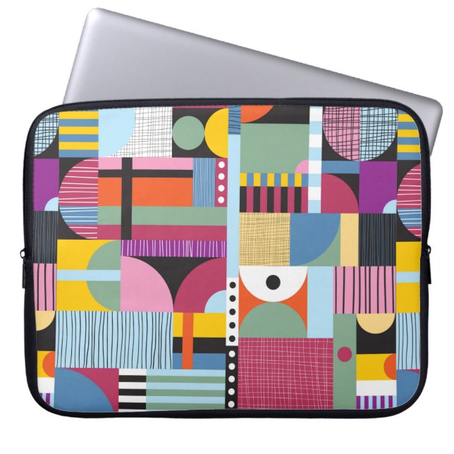 Scandinavisch kleurig patroon laptop sleeve (Voorkant)