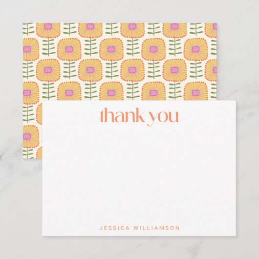 Scandinavisch koraal Floral - Aangepast Vrijgezell Bedankkaart (Voorkant / Achterkant)