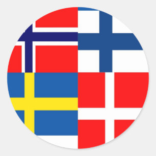 Scandinavisch kwartet ronde sticker