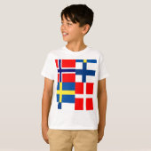 Scandinavisch kwartet t-shirt (Voorkant volledig)