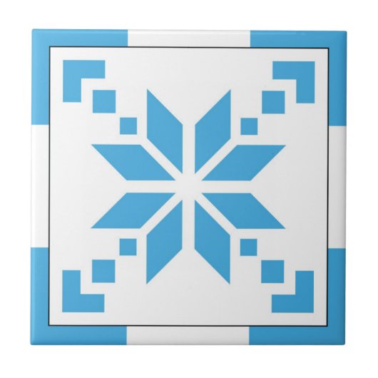 Scandinavisch lichtblauw geometrisch patroontegroo tegeltje (Voorkant)