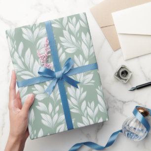 Scandinavisch lichtgroen blad salie bloemmotief cadeaupapier