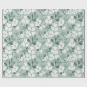 Scandinavisch lichtgroen blad Salie Bloemmotief Cadeaupapier (Vlak)