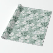 Scandinavisch lichtgroen blad Salie Bloemmotief Cadeaupapier (Uitgerold)