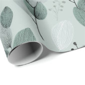 Scandinavisch lichtgroen blad salie bloemmotief cadeaupapier (Rol Hoek)