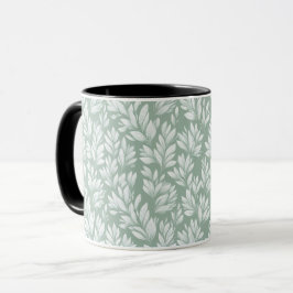 Scandinavisch lichtgroen blad salie bloemmotief mok