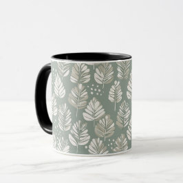 Scandinavisch lichtgroen blad salie bloemmotief mok
