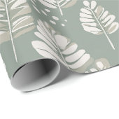 Scandinavisch lichtgroen blad salie bloempatroon cadeaupapier (Rol Hoek)