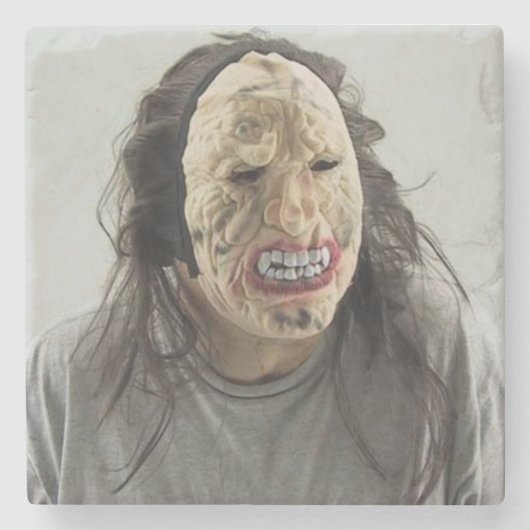 Scandinavisch masker stenen onderzetter (Voorkant)