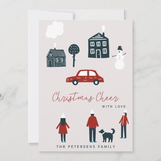 Scandinavisch modern kerstlandschap grappig kaart (Voorkant)