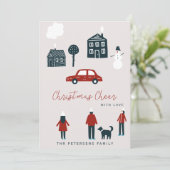 Scandinavisch modern kerstlandschap grappig kaart (Staand voorkant)