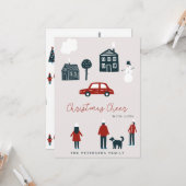 Scandinavisch modern kerstlandschap grappig kaart (Voorkant / Achterkant in situ)