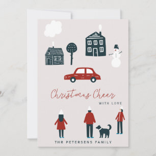 Scandinavisch modern kerstlandschap grappig kaart