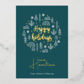 Scandinavisch Noords Gelukkig Kerst Persoonlijk Folie Feestdagenkaart (Voorkant)