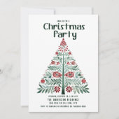 Scandinavisch Noords Groen Rood Kerstboomfeest Kaart (Voorkant)