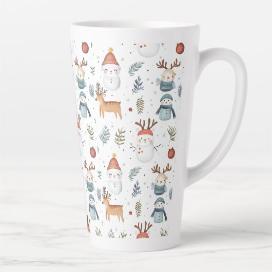 Scandinavisch Noords Kerstvakantie Winter Latte Mok (Rechts)