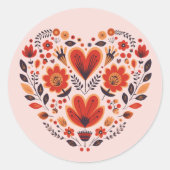 Scandinavisch Noords Valentijns Hart Ronde Sticker (Voorkant)