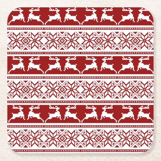 Scandinavisch noordse kerstrendierrenier kartonnen onderzetters (Voorkant)