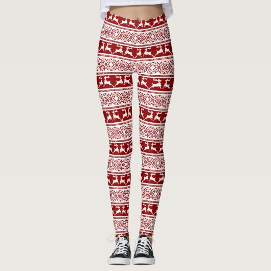 Scandinavisch noordse kerstrendierrenier leggings (Voorkant)