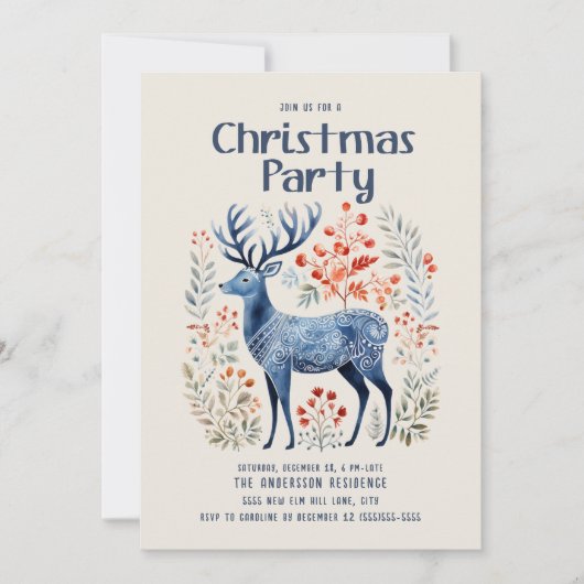 Scandinavisch Nordic Deer Kerstfeest Kaart (Voorkant)