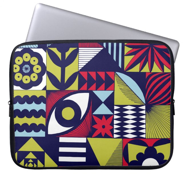 Scandinavisch of retro-stijlgrafisch patroon. Hand Laptop Sleeve (Voorkant)