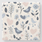 Scandinavisch Onderzetter van vogel- en bloemsteen (Voorkant)