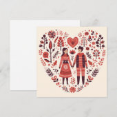 Scandinavisch paar hart Valentijnse Feestdagenkaart (Voorkant / Achterkant)