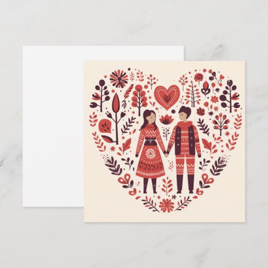 Scandinavisch paar hart Valentijnse Feestdagenkaart (Voorkant / Achterkant)