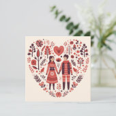 Scandinavisch paar hart Valentijnse Feestdagenkaart (Staand voorkant)