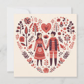 Scandinavisch paar hart Valentijnse Feestdagenkaart (Voorkant)