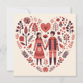 Scandinavisch paar hart Valentijnse Feestdagenkaart