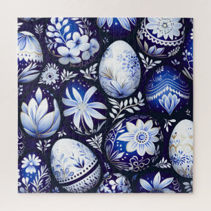 Scandinavisch Paasei in Blauwe Lentebloemen Legpuzzel