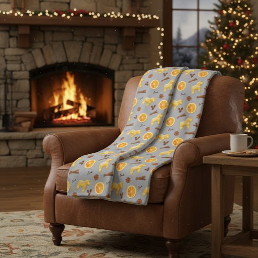 Scandinavisch peperkoek en citrus kerstfeest fleece deken
