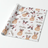 Scandinavisch plezier rendieren feestelijke kerst cadeaupapier (Uitgerold)