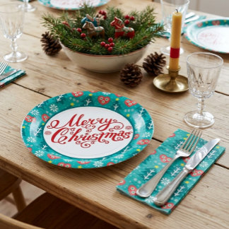 Scandinavisch Prettig Kerstfeest Papieren Bordje