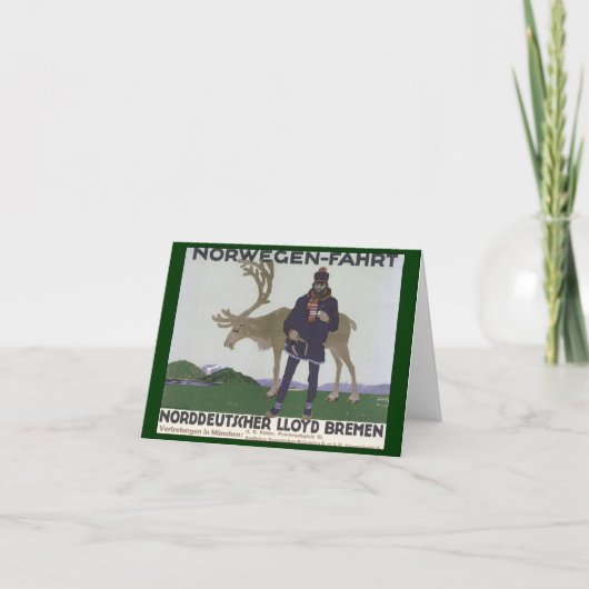Scandinavisch reizen naar het Noorse Man rendier Feestdagen Kaart (Voorkant)