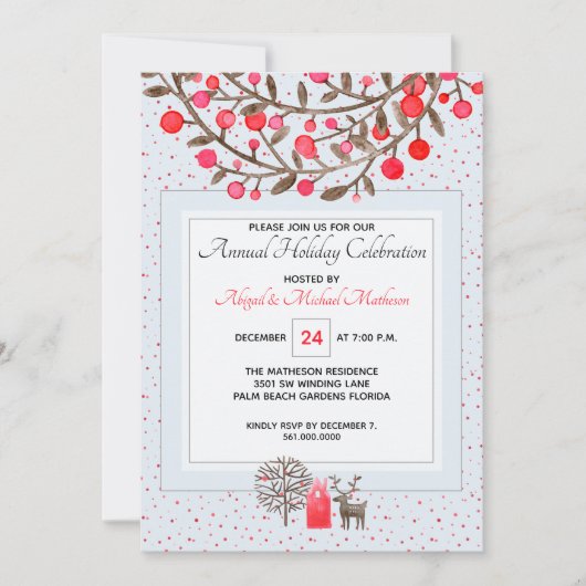 Scandinavisch rendier Waterverf kerstfeest Kaart (Voorkant)