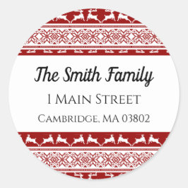 Scandinavisch rendieradres Noordse Kerstmis Ronde Sticker