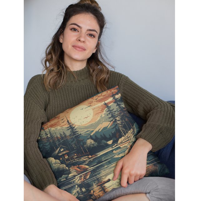 Scandinavisch Retro Art Mountain Home Kussen (Creator heeft geüpload)