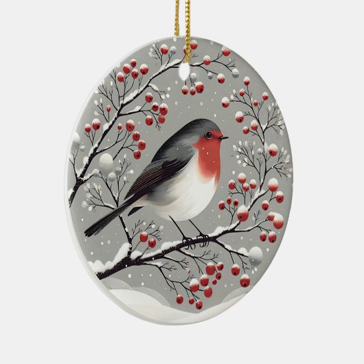 Scandinavisch Robin-Ornament Keramisch Ornament (Rechts)