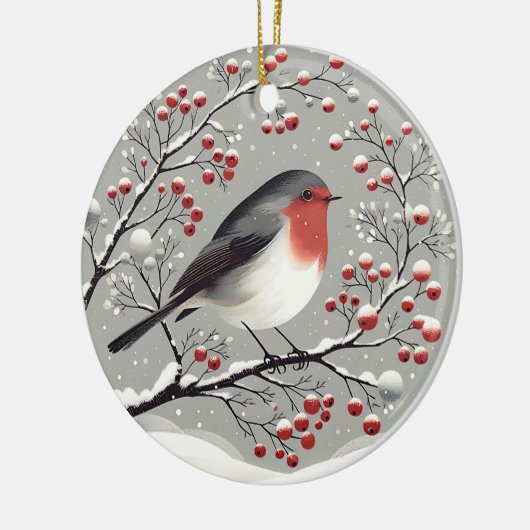 Scandinavisch Robin-Ornament Keramisch Ornament (Links)
