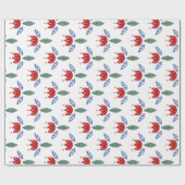 Scandinavisch rood blauw flessenpatroon kerstmis cadeaupapier (Vlak)